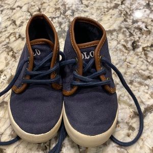 Gently used polo navy tennis shoes size 6C